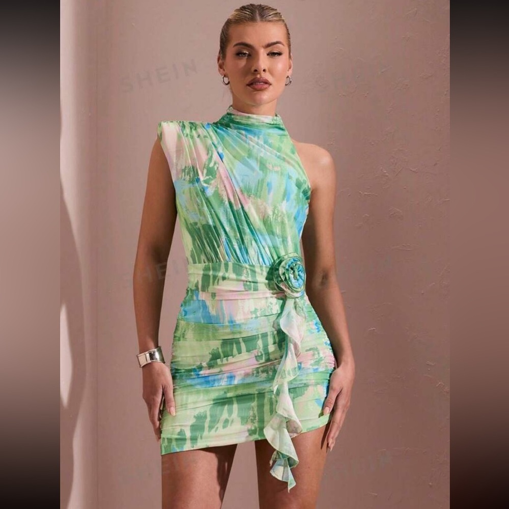 Tie dye asymmetric dress
